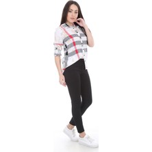 Bigdart 3638 Kol Katlamalı Desenli Kadın Gömlek
