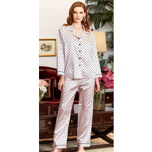 Jeremi 3196 Çeyizlik İpek Saten İkili Pijama Takımı - Pudra