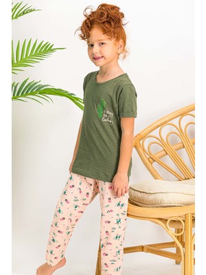 Arnetta Cactus Haki Kız Çocuk Pijama Takımı