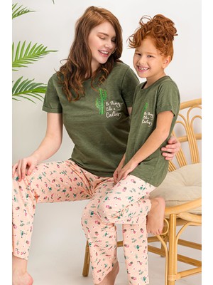 Arnetta Cactus Haki Kız Çocuk Pijama Takımı