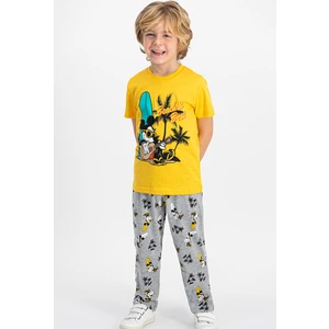 Mickey Mouse Lisanslı Sarı Erkek Çocuk Pijama Takımı