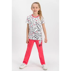Bugs Bunny Lisanslı Krem Kız Çocuk Pijama Takımı