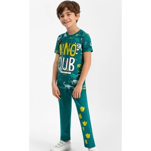 Dino Club Koyu Yeşil Erkek Çocuk Pijama Takımı