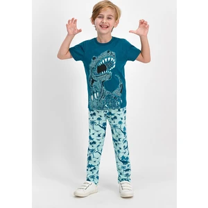 Dinosarius Koyu Petrol Erkek Çocuk Pijama Takımı