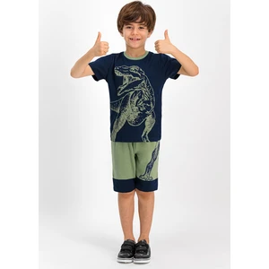 Dinosarius Lacivert Erkek Çocuk Bermuda Takım