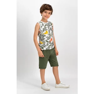 Jungle Monkey Krem Erkek Çocuk Bermuda Takım