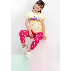 Cute Ice Cream Açık Sarı Kız Çocuk Pijama Takımı
