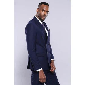 Kruvaze Lacivert Slim Fit Takım Elbise