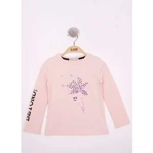 Kız Çocuk Çiçek Nakışlı T-Shirt