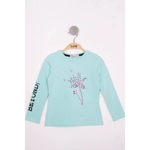 Kız Çocuk Çiçek Nakışlı T-Shirt