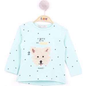 Kız Bebek Köpek Nakışlı T-Shirt