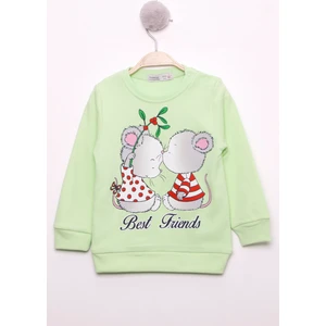 Kız Çocuk Best Friend Baskılı Pamuklu Sweatshirt
