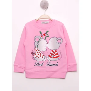 Kız Çocuk Best Friend Baskılı Pamuklu Sweatshirt
