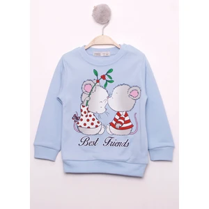 Kız Çocuk Best Friend Baskılı Pamuklu Sweatshirt