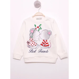 Kız Çocuk Best Friend Baskılı Pamuklu Sweatshirt