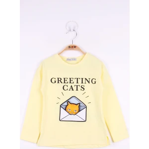 Kız Çocuk Kedi Baskılı T-Shirt