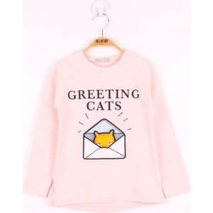 Kız Çocuk Kedi Baskılı T-Shirt