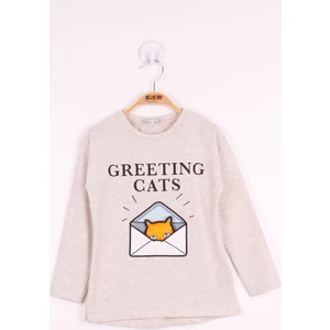 Kız Çocuk Kedi Baskılı T-Shirt