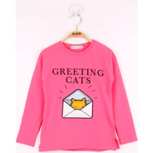 Kız Çocuk Kedi Baskılı T-Shirt