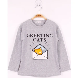 Kız Çocuk Kedi Baskılı T-Shirt