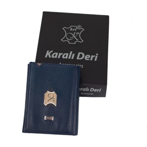 Katlanabilir Erkek Deri Cüzdan Karalı