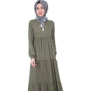 1627 Yaka Bağcıklı Tesettür Elbise