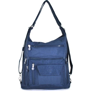 Smart Bags Krinkıl Kumaş Lacivert Kadın Kol ve Sırt Çantası 1205