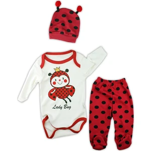 Uğurböcekli 3 Parça Bebek Takımı