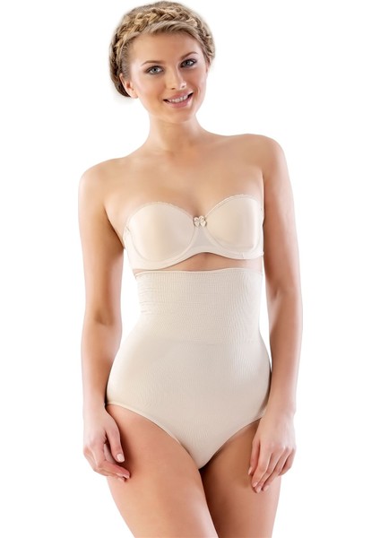 2079 Çift Kat Yüksek Bel Slip Korse Ten