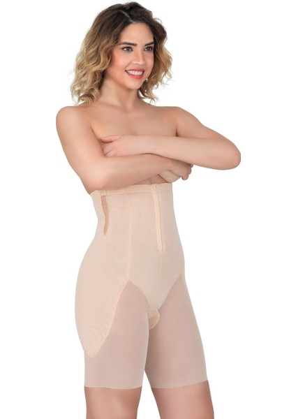 2928 Kadın Ön Agraflı Tül Lazer Korse Ten