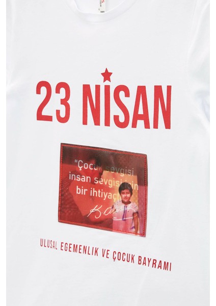 Kız Çocuk 23 Nisan Baskılı Tişört M8149A620SP