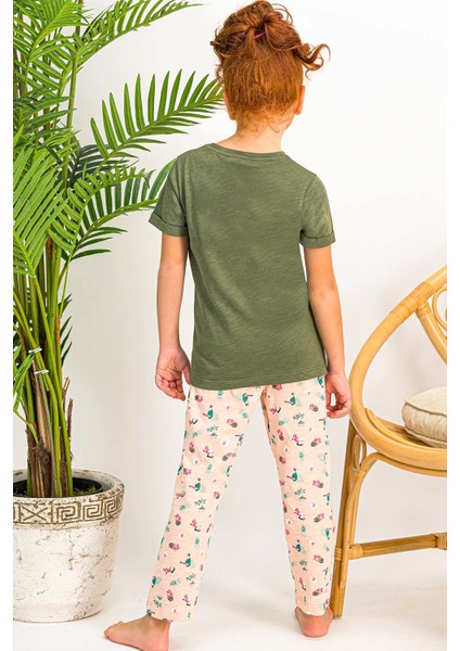 Cactus Haki Kız Çocuk Pijama Takımı