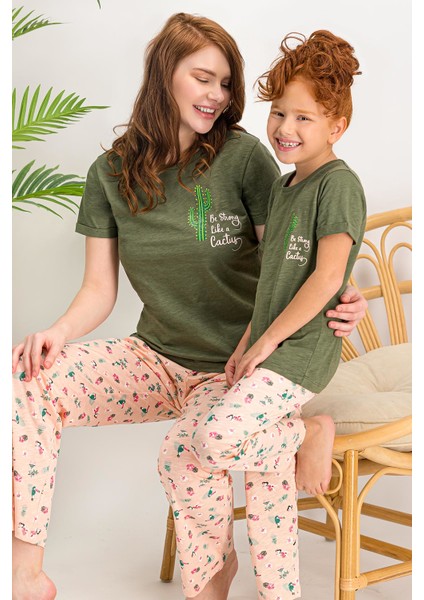 Cactus Haki Kız Çocuk Pijama Takımı