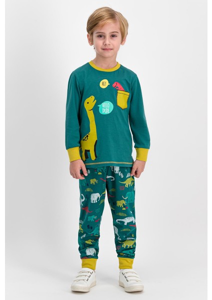 Hello Dude Koyu Yeşil Erkek Çocuk Pijama Takımı