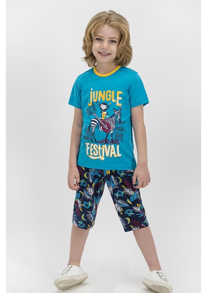 Jungle Festival Petrol Erkek Çocuk Kapri Takım
