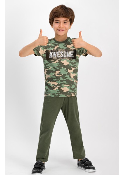 Awesome Açık Haki Erkek Çocuk Pijama Takımı