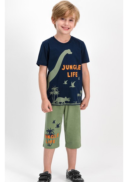 Jungle Life Lacivert Erkek Çocuk Kapri Takım