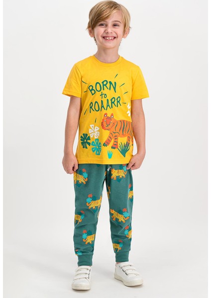 Tiger Roar Sarı Erkek Çocuk Pijama Takımı