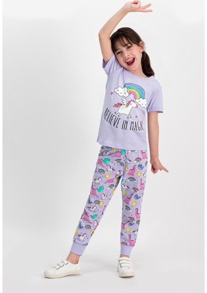 Believe Magic Lila Kız Çocuk Pijama Takımı