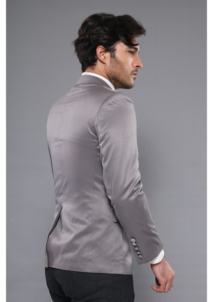 Göğüs Nakış Modelli Slim Fit Ceket