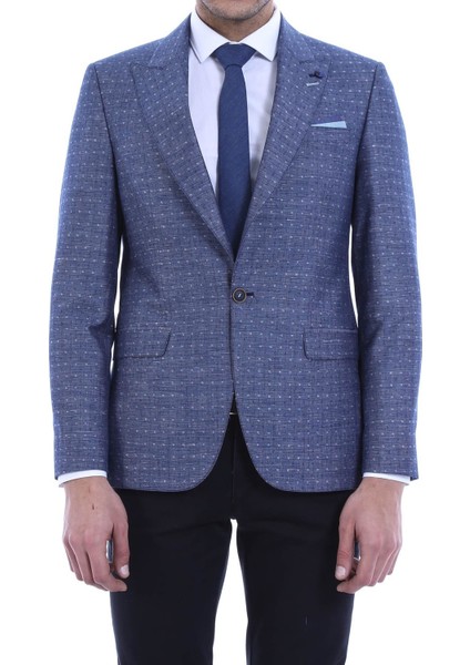 Yarım Astar Slim Fit Desenli Ceket