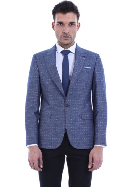 Yarım Astar Slim Fit Desenli Ceket