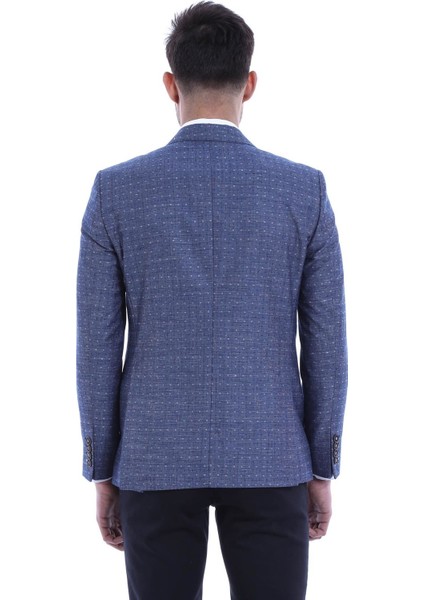Yarım Astar Slim Fit Desenli Ceket