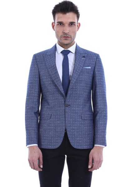 Yarım Astar Slim Fit Desenli Ceket