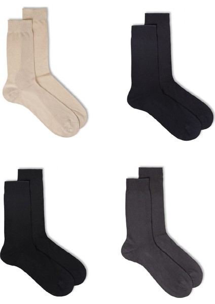 Ciorap 4'lü Erkek Düz Bambu Çorap 4440-B4 40 - 44
