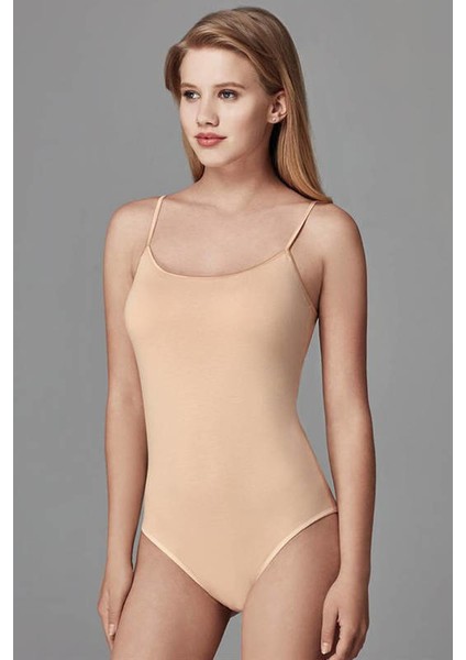İnce Askılı Geniş Yaka Pamuklu Çıtçıtlı Body 5008KC