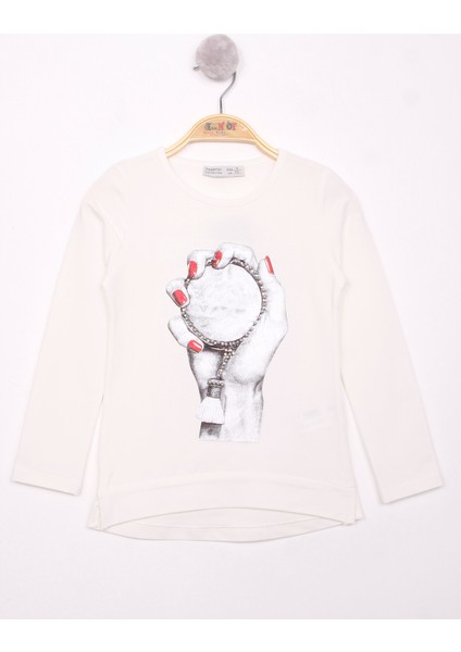 Kız Çocuk El Baskılı T-Shirt