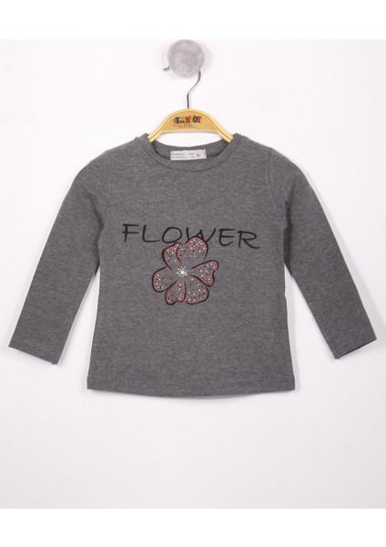 Kız Çocuk Flower Baskılı T-Shirt