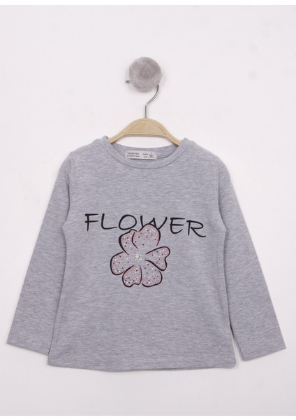 Kız Çocuk Flower Baskılı T-Shirt