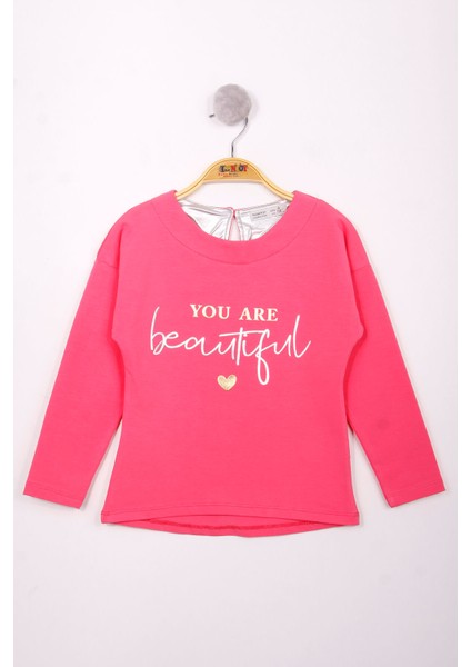 Kız Çocuk Yazı Varaklı T-Shirt